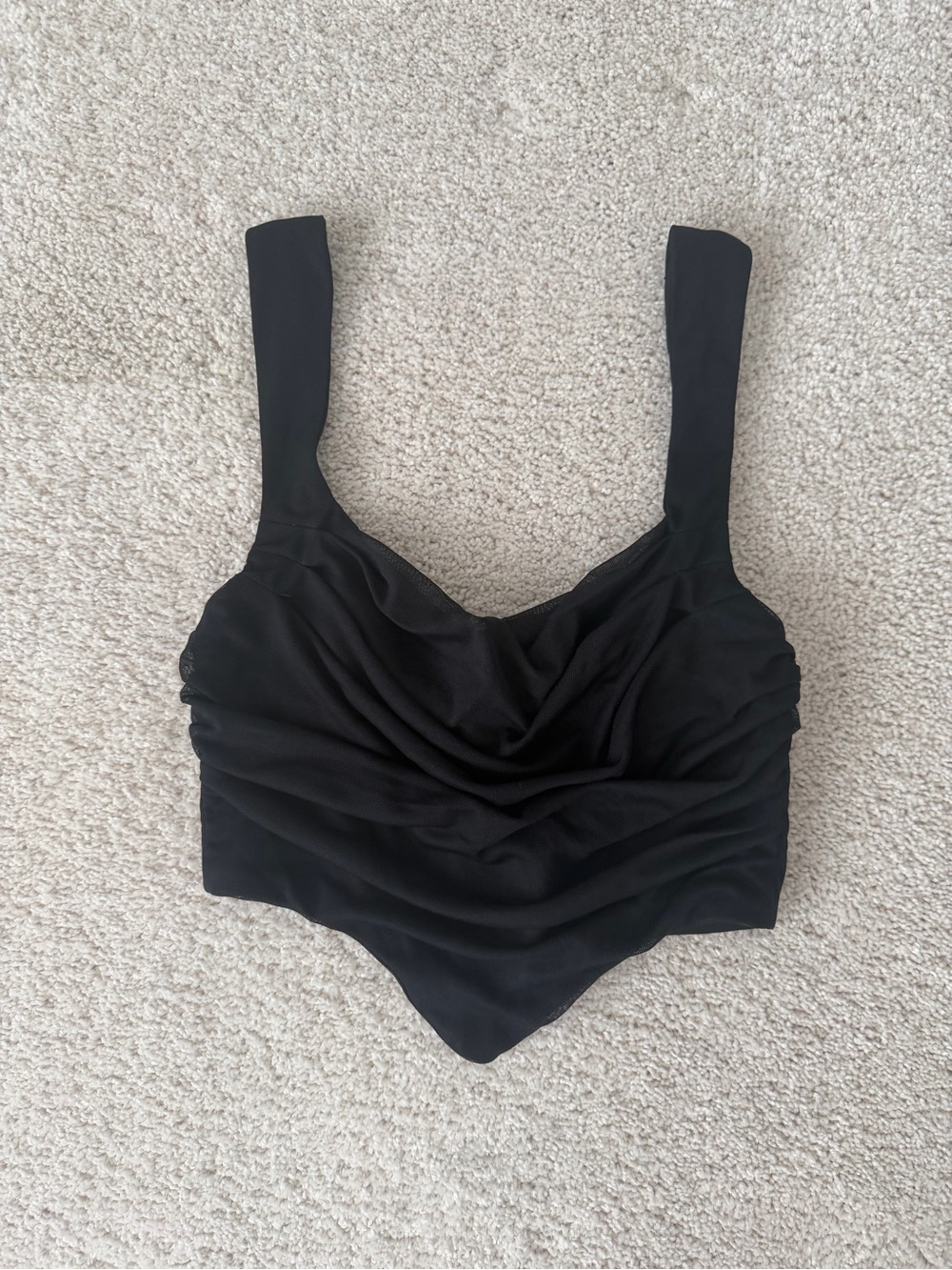 Black Ruched Cropped Corset Tank Top